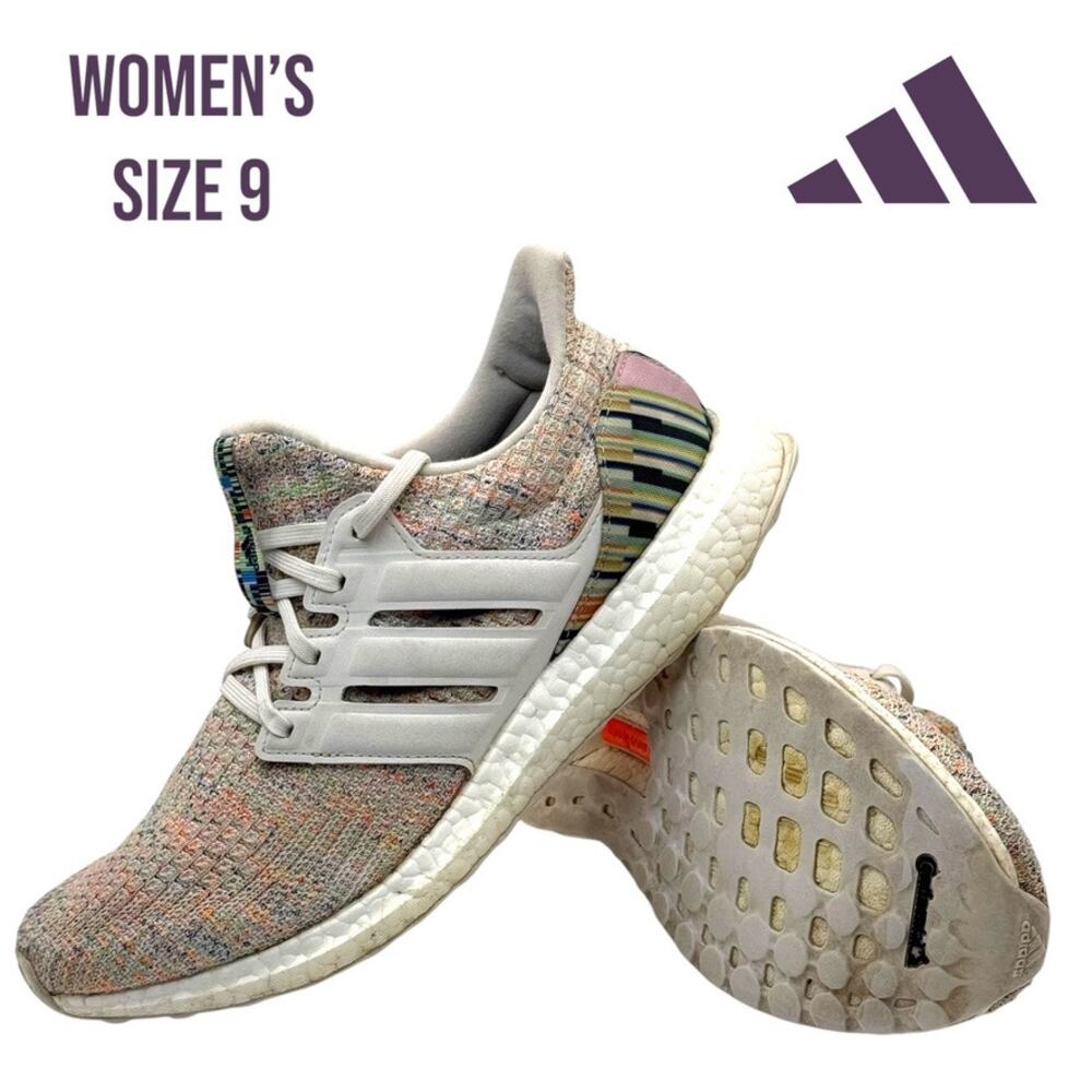 Adidas Ultraboost Women Primeknit White Multicolor Size 9 Running Gym Athletic